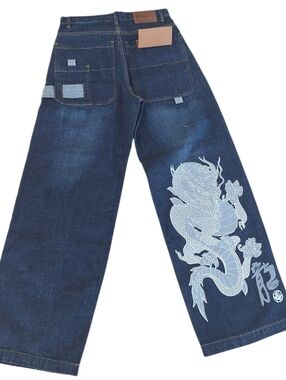 JNCO Style Jeans Wide Leg Denim 30  Skato Vintage Y2K NOS Baggy Fit Dragon